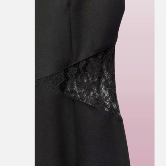 Zara SHOULDER PADS LACE WAIST BLACK MIXED CUT OUT MIDI DRESS - Picture 3 of 6